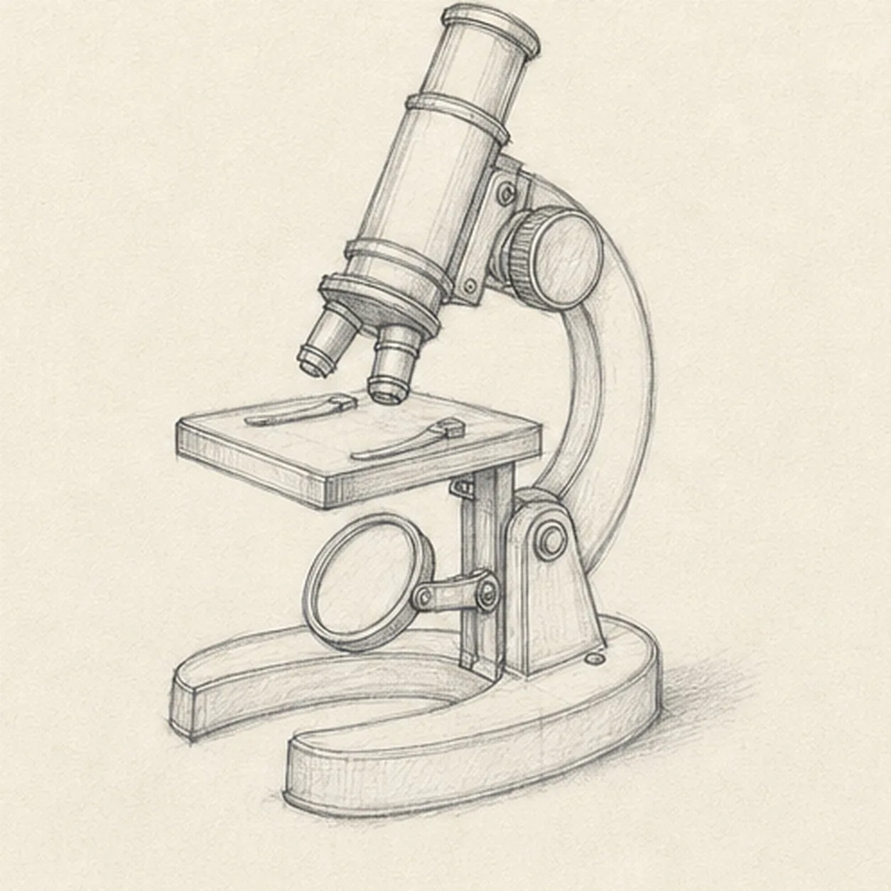 Separate the metal parts stage for how to draw a vintage microscope