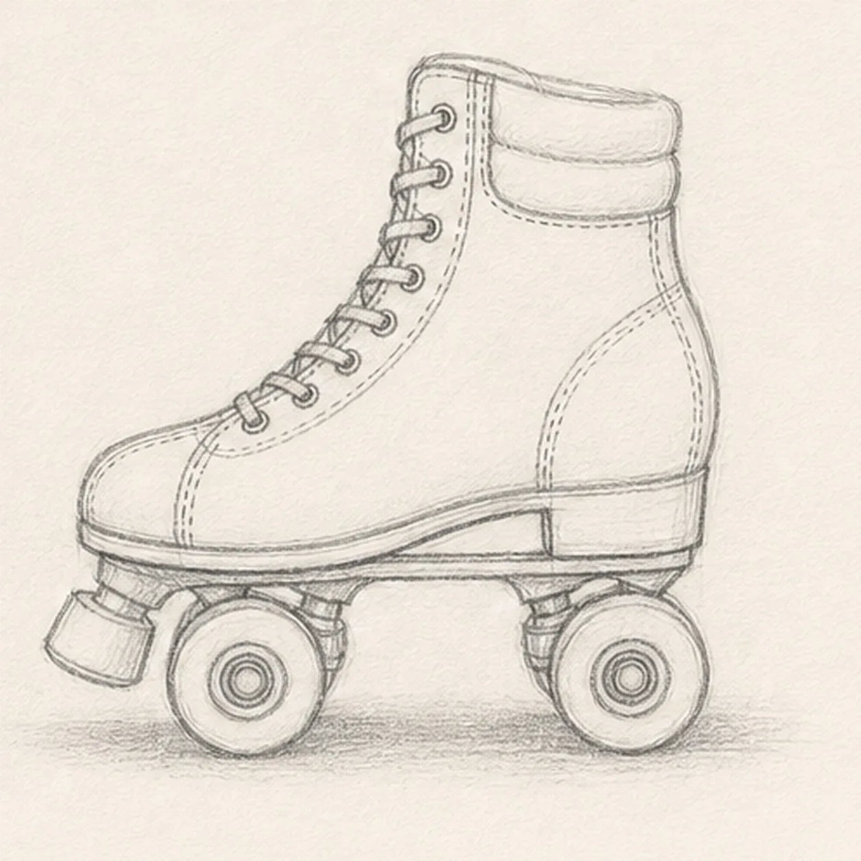 Add cuff and seams stage for how to draw a roller skate