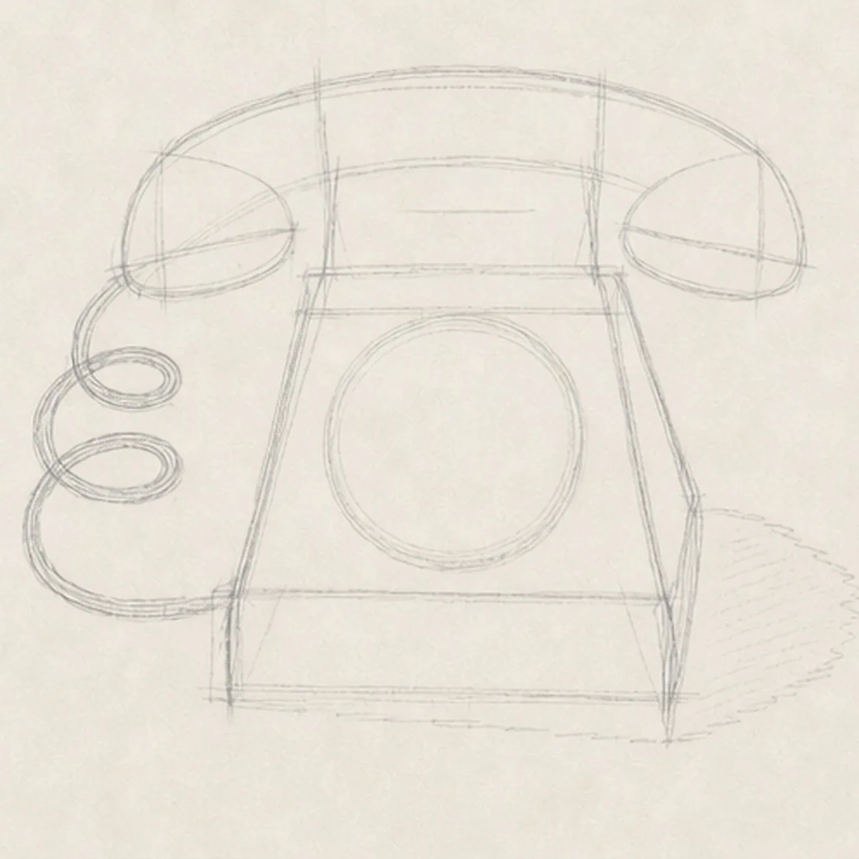 Block the telephone geometry stage for how to draw a vintage rotary telephone