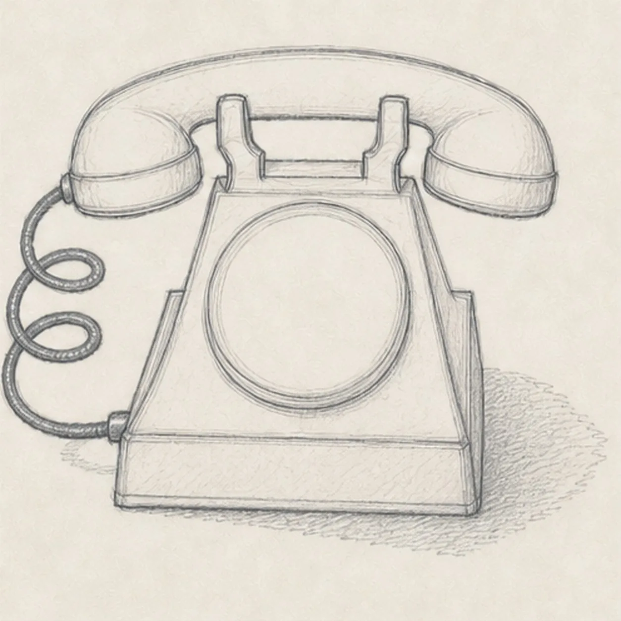 Shape the handset and base stage for how to draw a vintage rotary telephone