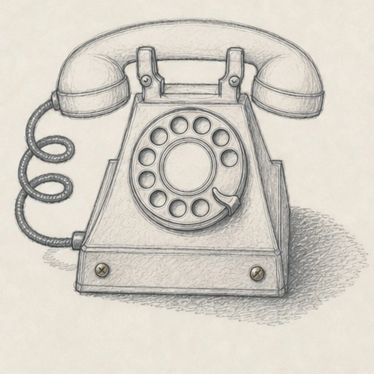 Connect the telephone hardware stage for how to draw a vintage rotary telephone