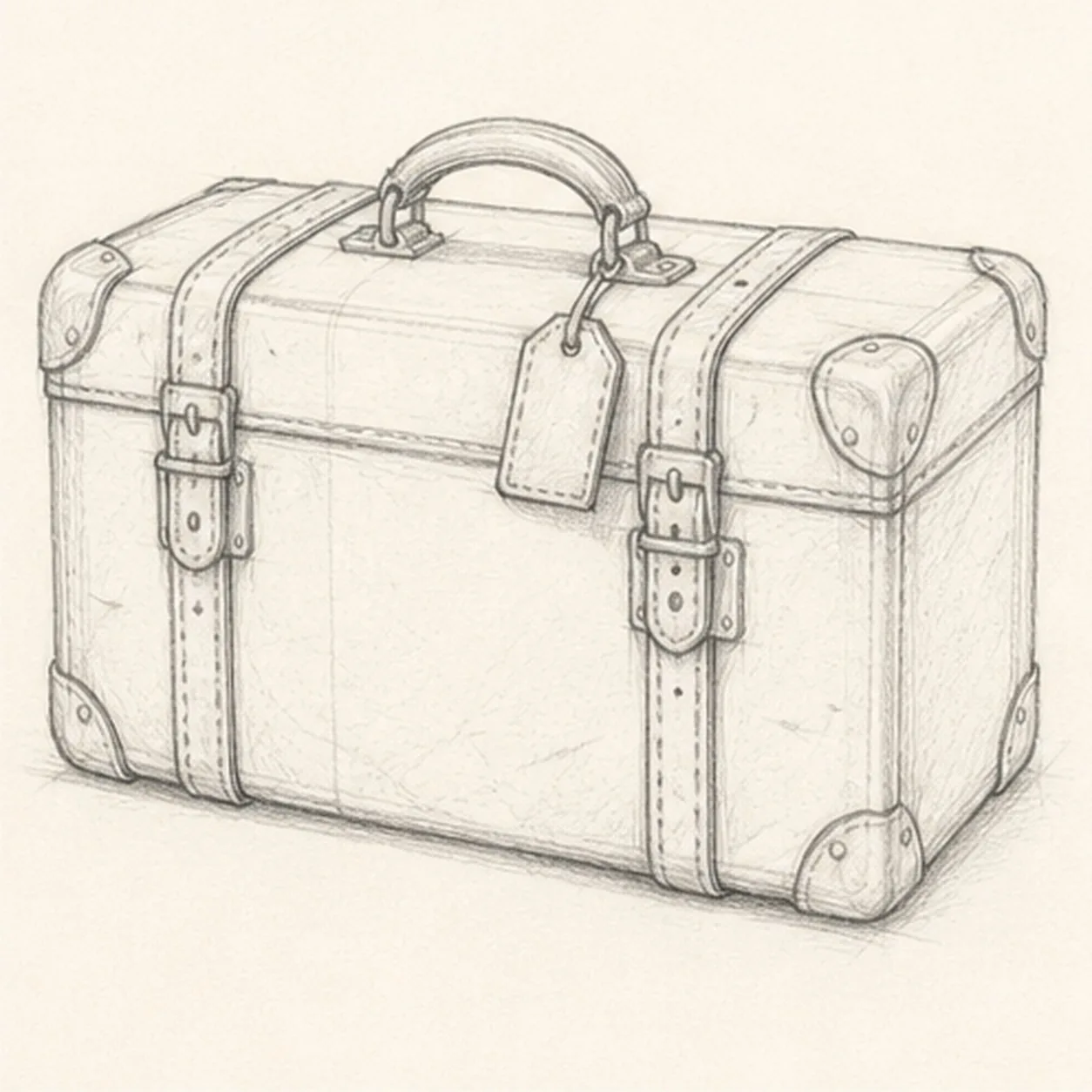 Add the travel details stage for how to draw a vintage suitcase