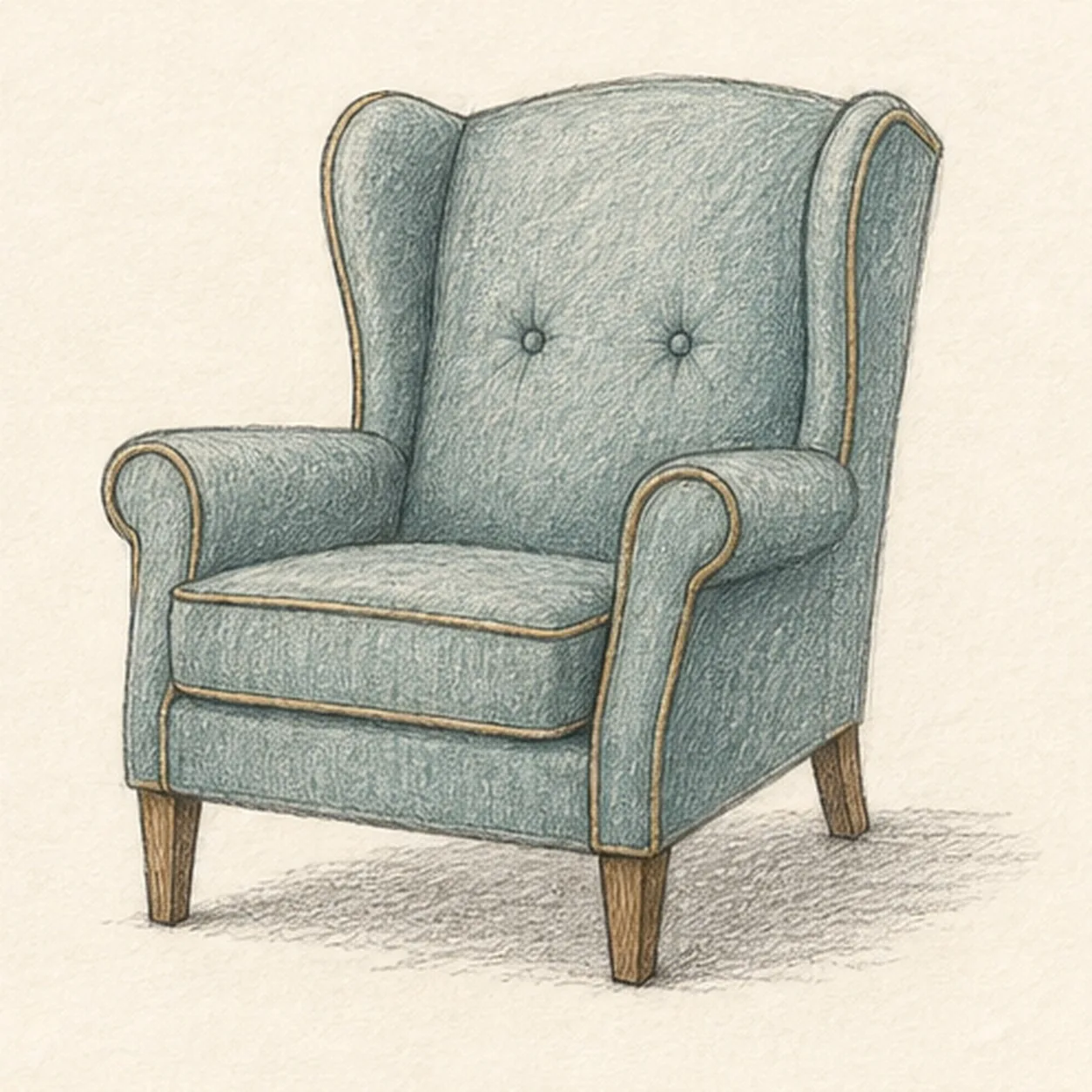 Layer the vintage color stage for how to draw a vintage wingback chair