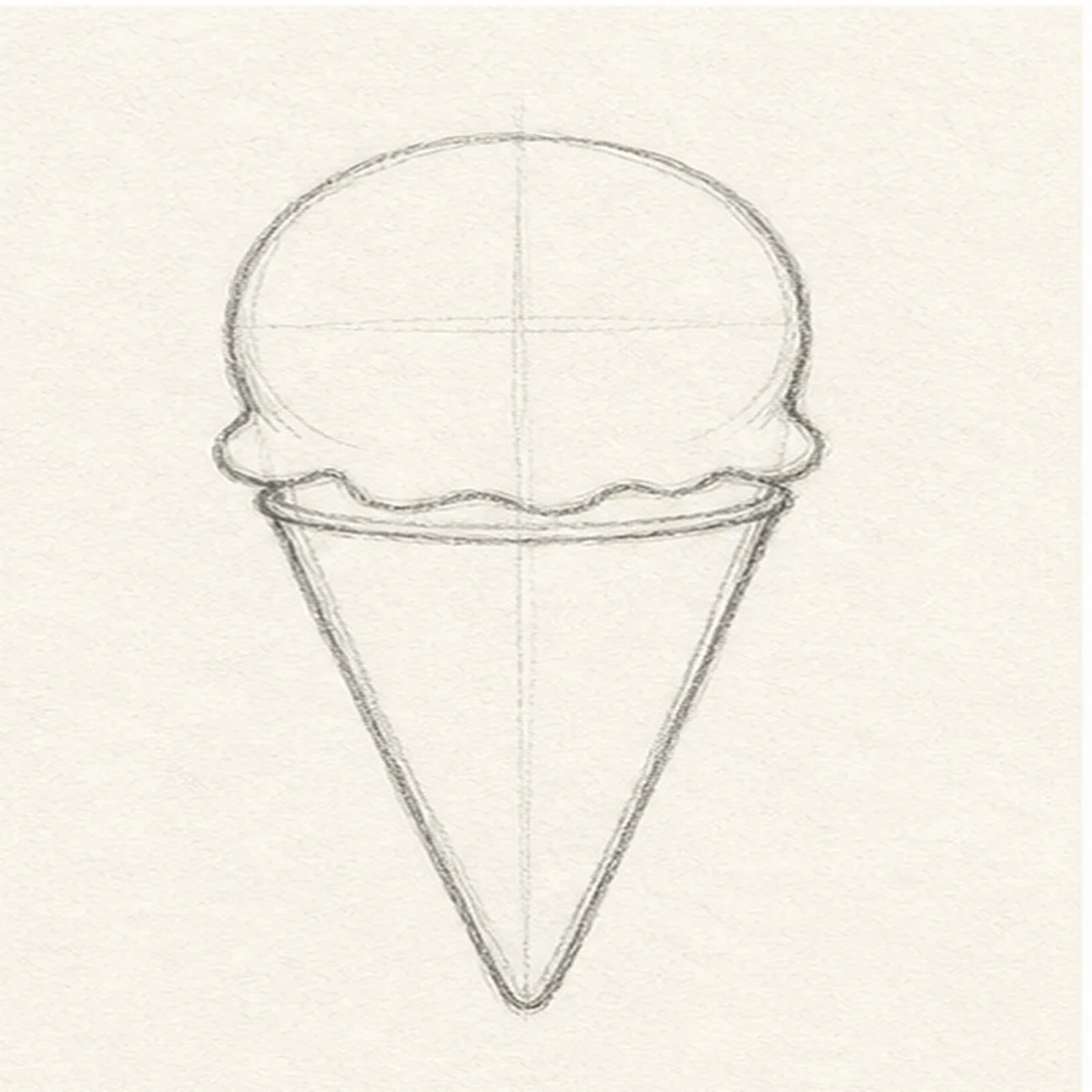 Clean the cone contour stage for how to draw a waffle ice cream cone
