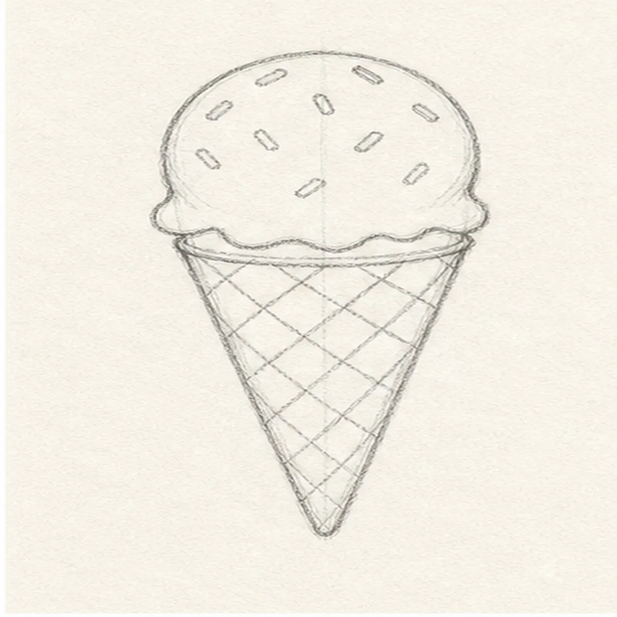Cross the waffle lines stage for how to draw a waffle ice cream cone