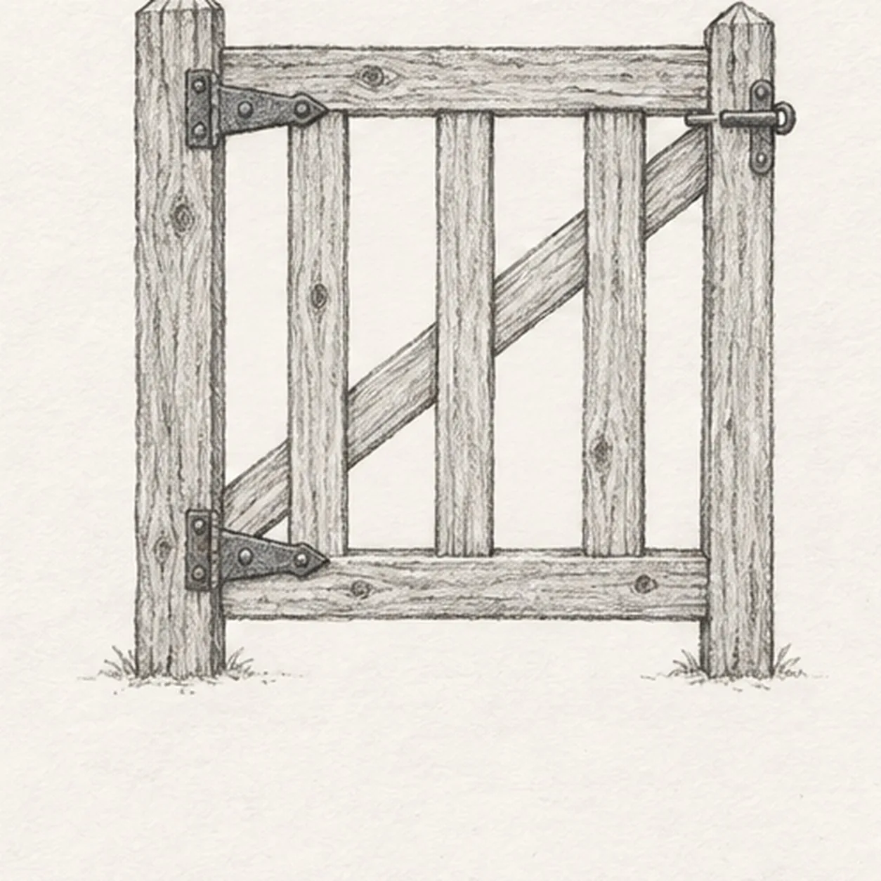 Hang the hardware stage for how to draw a weathered wooden garden gate