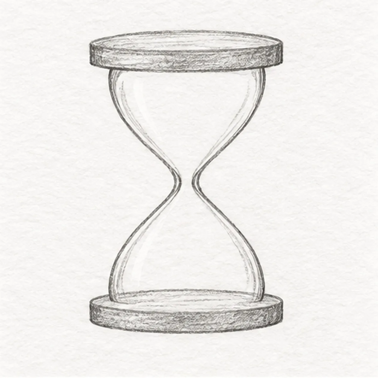 Curve the glass bulbs stage for how to draw a wooden hourglass with sand