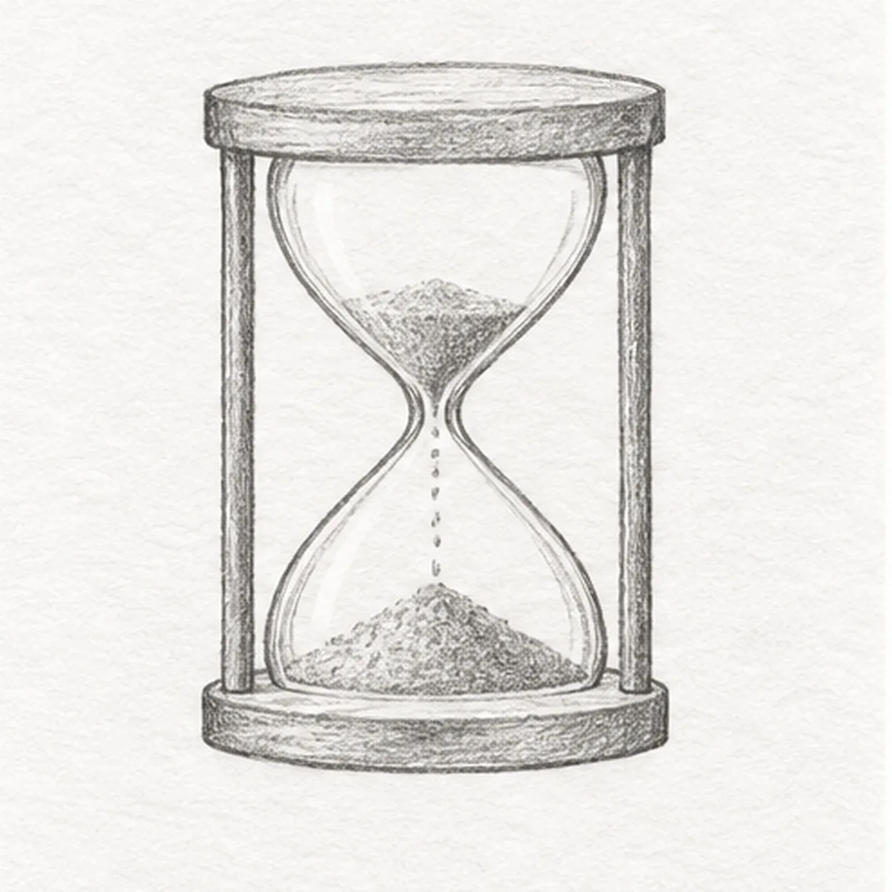 Set the sand in motion stage for how to draw a wooden hourglass with sand