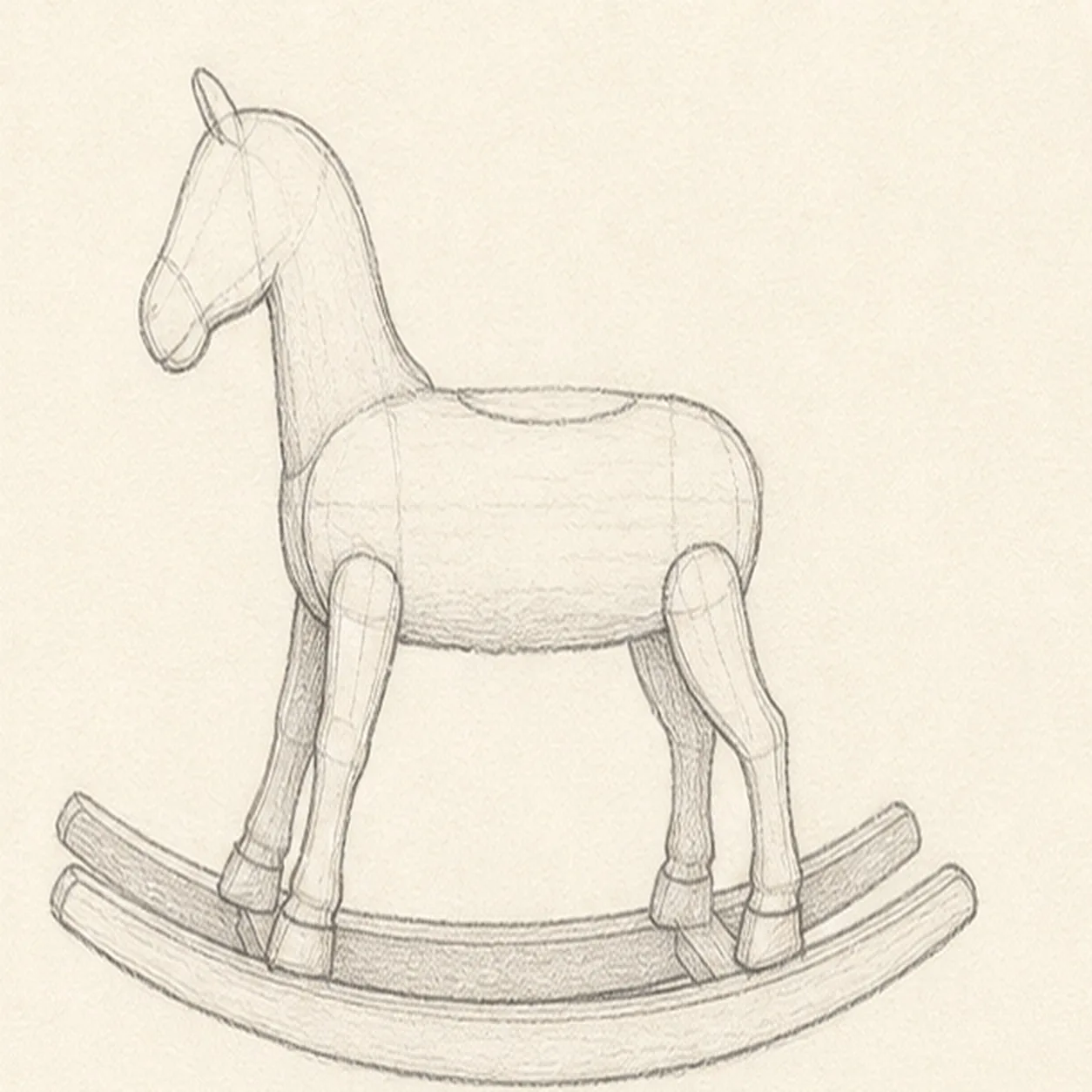 Build the wooden silhouette stage for how to draw a rocking horse
