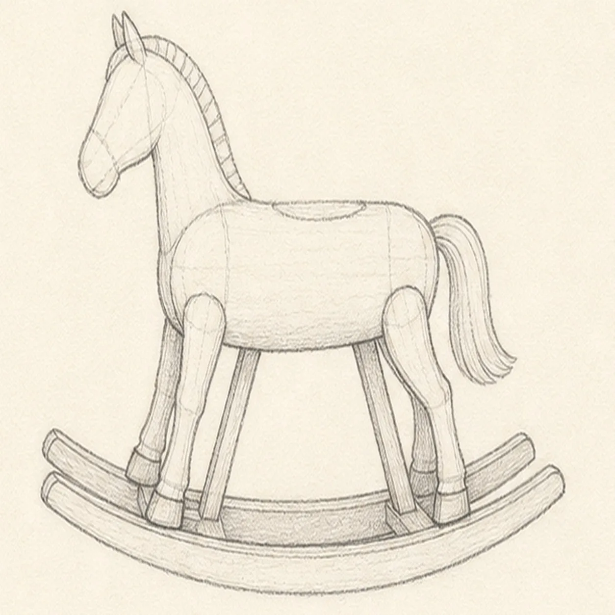 Carve the horse details stage for how to draw a rocking horse